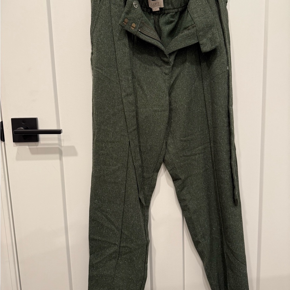 LOFT Green Dress Pants with Relaxed Fit